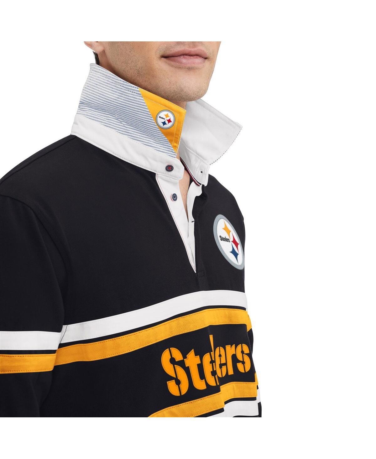 Shop Tommy Hilfiger Men's  Black Pittsburgh Steelers Cory Varsity Rugby Long Sleeve T-shirt