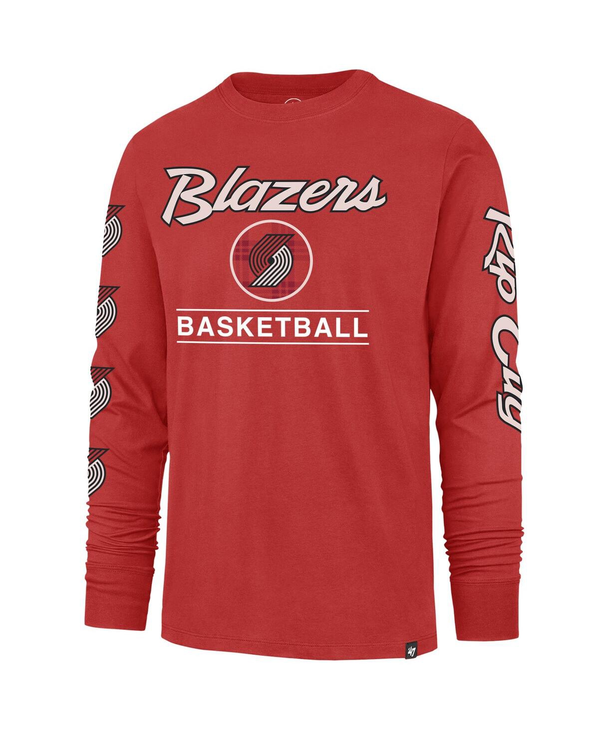 Shop 47 Brand Men's ' Red Portland Trail Blazers 2023/24 City Edition Triplet Franklin Long Sleeve T-shirt