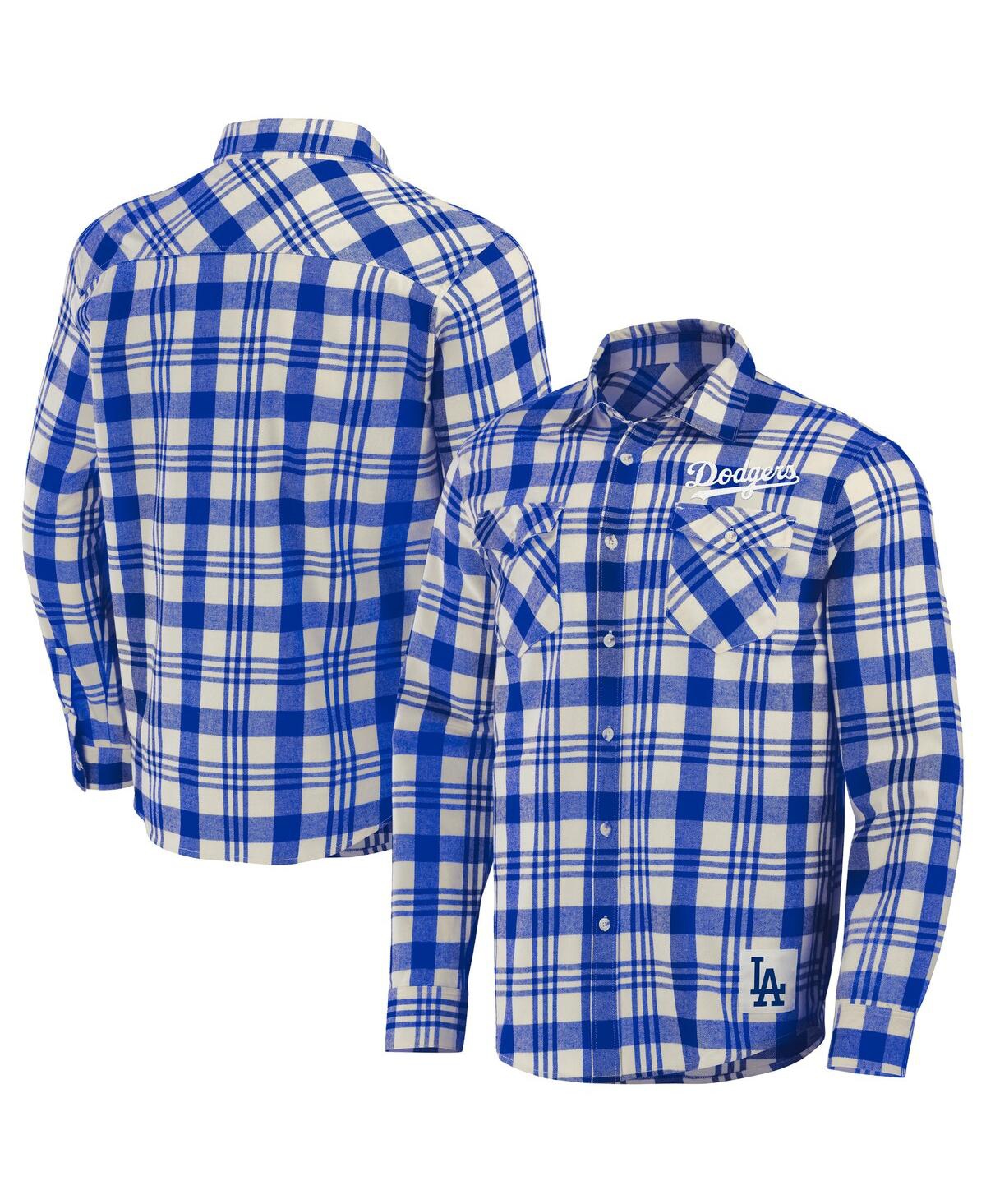 Fanatics Men's Darius Rucker Collection By  Royal Los Angeles Dodgers Plaid Flannel Button-up Shirt