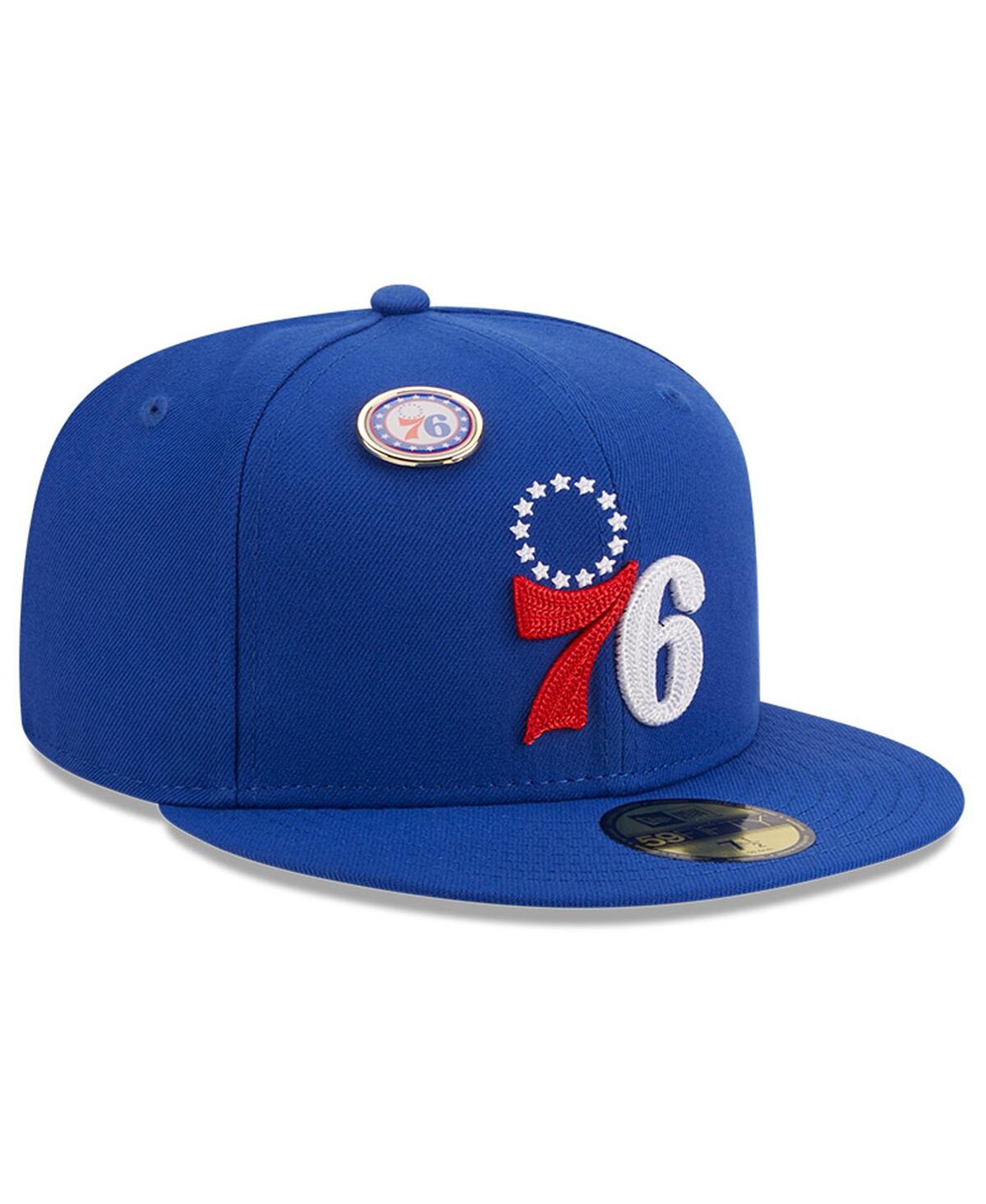 Men's New EraPhiladelphia 76ers Chain stitch Logo Pin 59FIFTY Fitted Hat - Royal