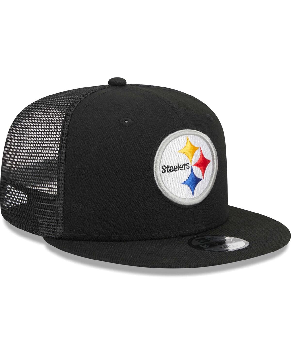 Youth Boys and Girls New EraPittsburgh Steelers Main Trucker 9FIFTY Snapback Hat - Black