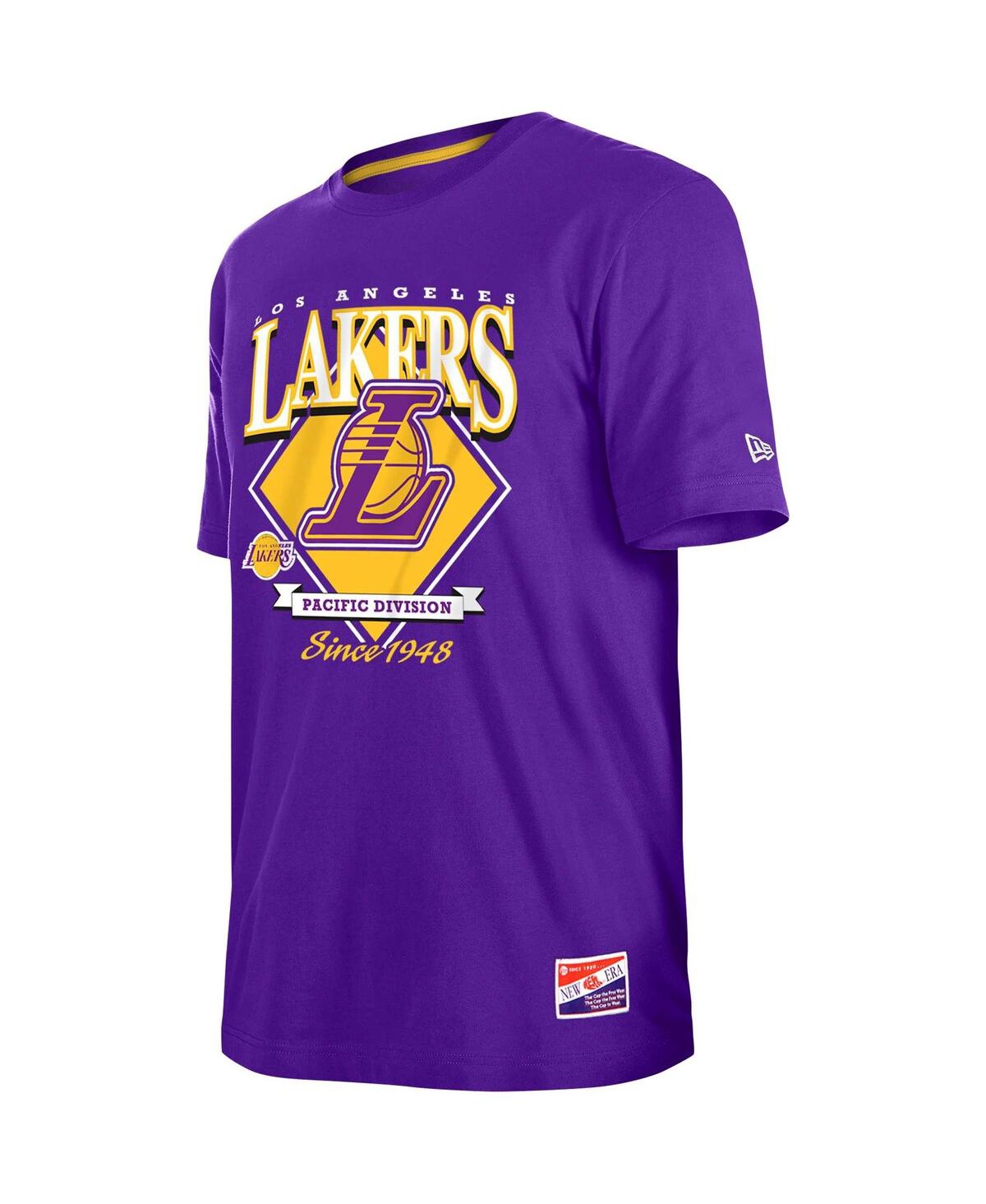 Shop New Era Men's  Purple Los Angeles Lakers Throwback T-shirt