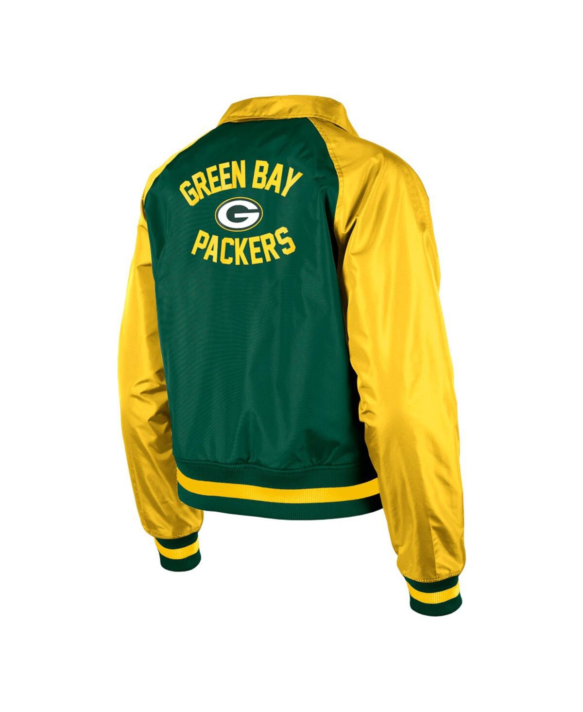 Shop New Era Women's  Green Green Bay Packers Coaches Raglan Full-snap Jacket