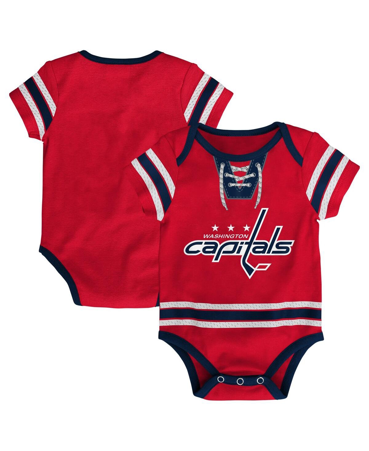 Outerstuff Babies' Infant Boys And Girls Red Washington Capitals Hockey Jersey Bodysuit