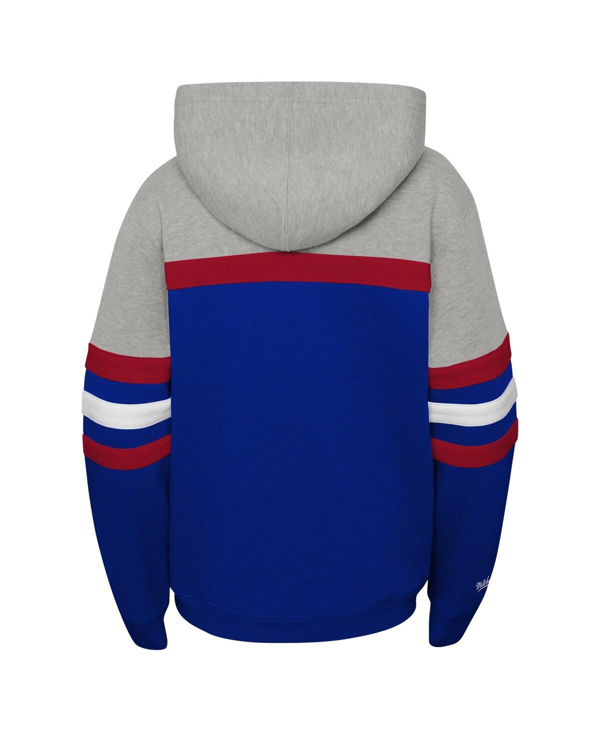 Mitchell & Ness Big Boys Blue New York Rangers Head Coach Pullover Hoodie In Gray