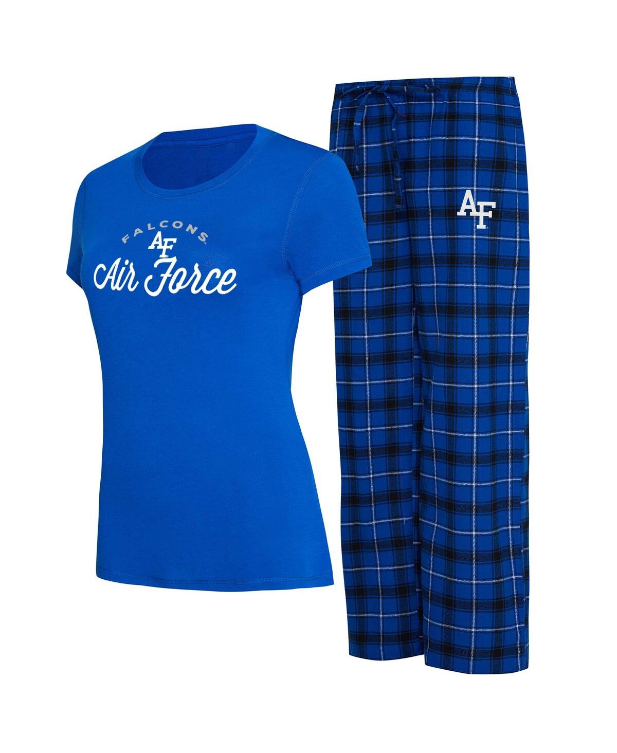 Shop Concepts Sport Women's  Royal, Black Air Force Falcons Arctic T-shirt And Flannel Pants Sleep Set In Royal,black