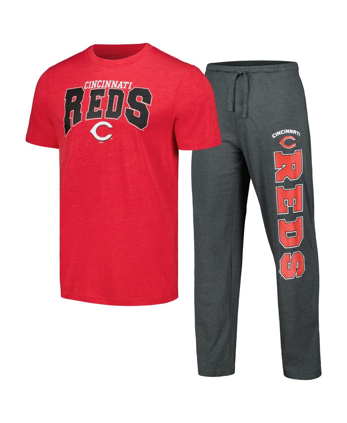 Shop Concepts Sport Men's  Charcoal, Red Cincinnati Reds Meter T-shirt And Pants Sleep Set In Charcoal,red