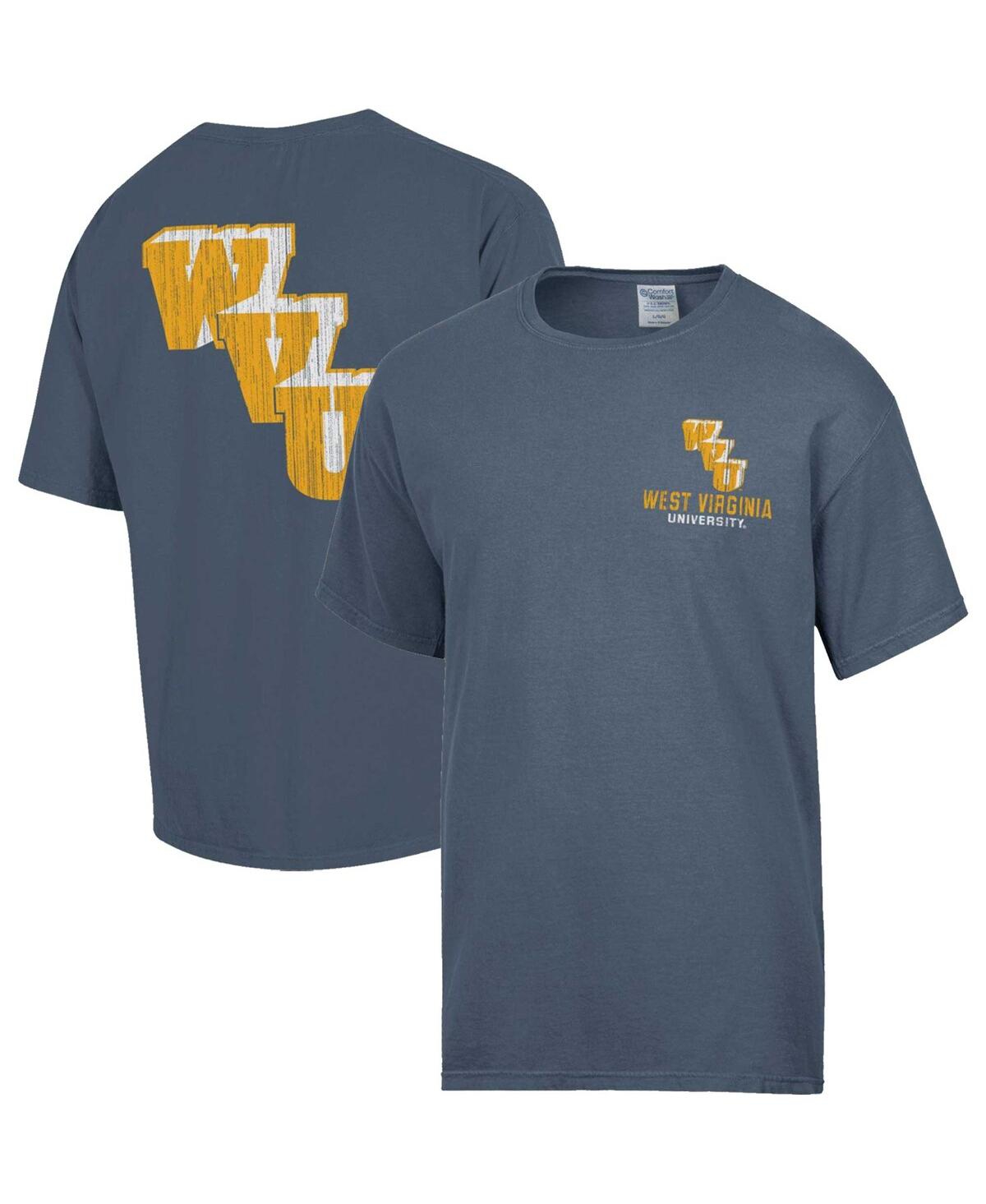 Comfortwash Men's  Steel Distressed West Virginia Mountaineers Vintage-like Logo T-shirt