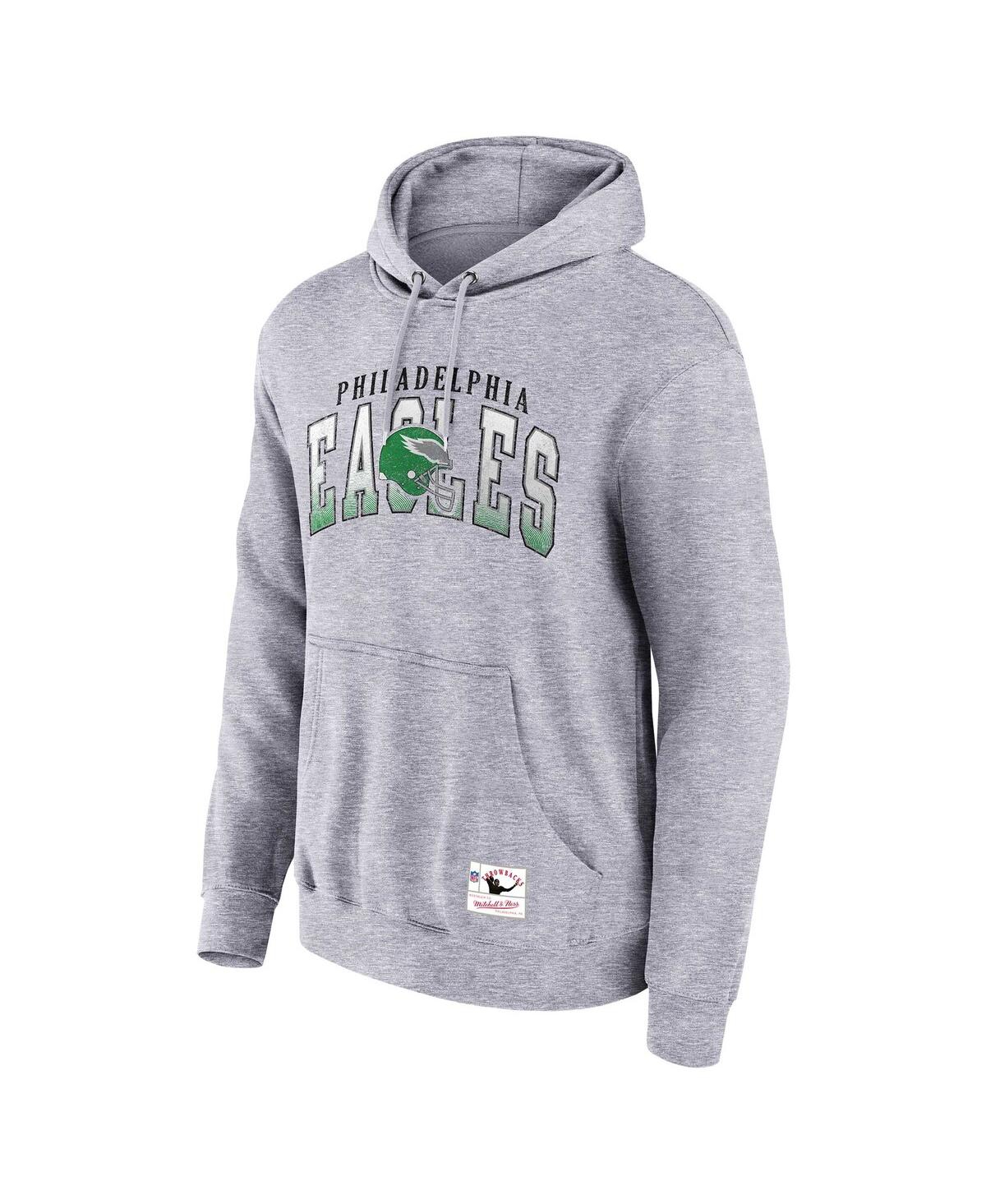 Men's Mitchell & NessDistressed Philadelphia Eagles Pocket Passer Pullover Hoodie - Heather Gray