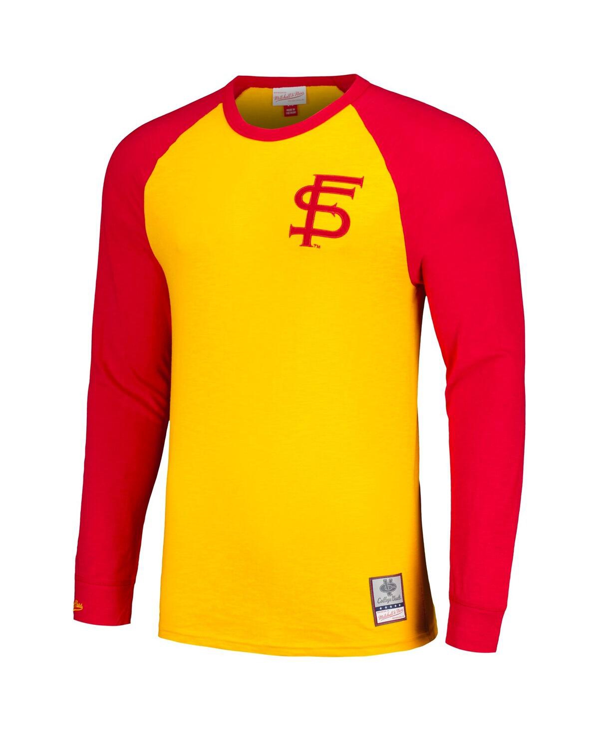 Men's Mitchell & NessFlorida State Seminoles Legendary Slub Raglan Long Sleeve T-shirt - Gold