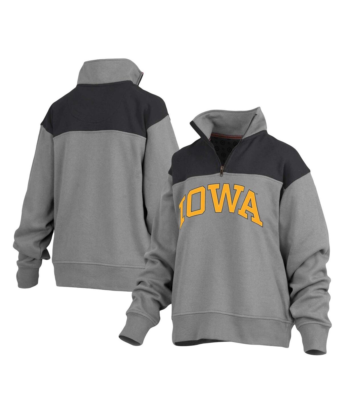Shop Pressbox Women's  Gray Iowa Hawkeyes Avon Fleece Quarter-zip Jacket