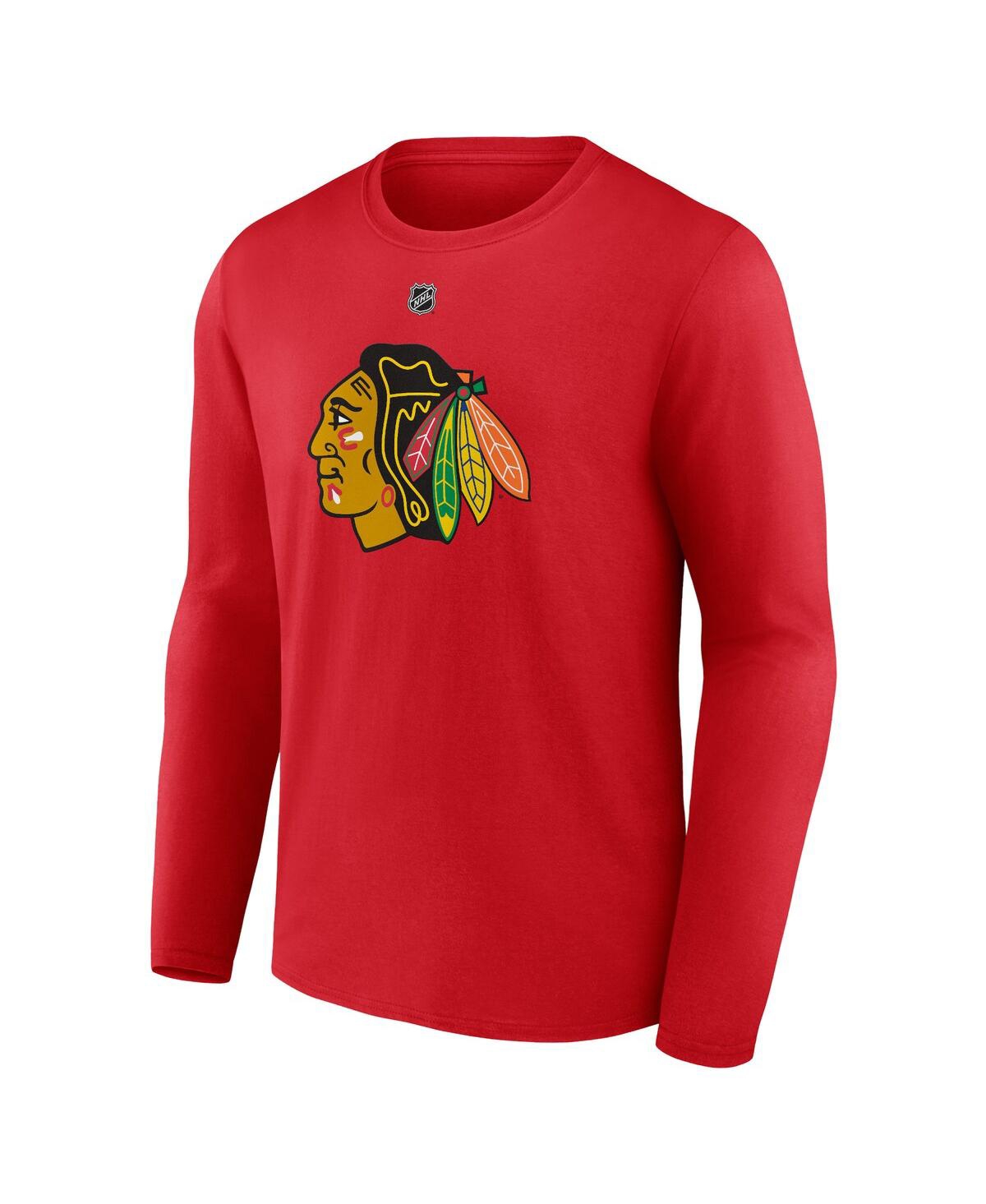 Men's Fanatics Connor BedardChicago Blackhawks Authentic Stack Name and Number Long Sleeve T-shirt - Red