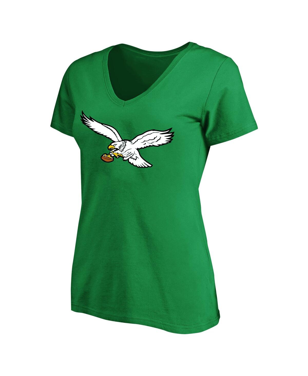 Women's Profile Kelly Green Distressed Philadelphia Eagles Plus Size Retro Logo T-shirt - Kelly Green