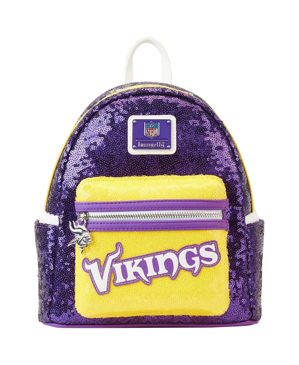 Men's and Women's Loungefly Minnesota Vikings Sequin Mini Backpack - Purple, Yellow