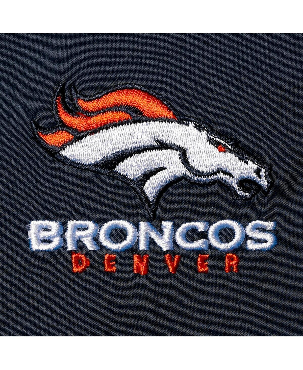 DUNBROOKE MEN'S DUNBROOKE NAVY DENVER BRONCOS CIRCLE SOFTSHELL FLEECE FULL-ZIP JACKET 