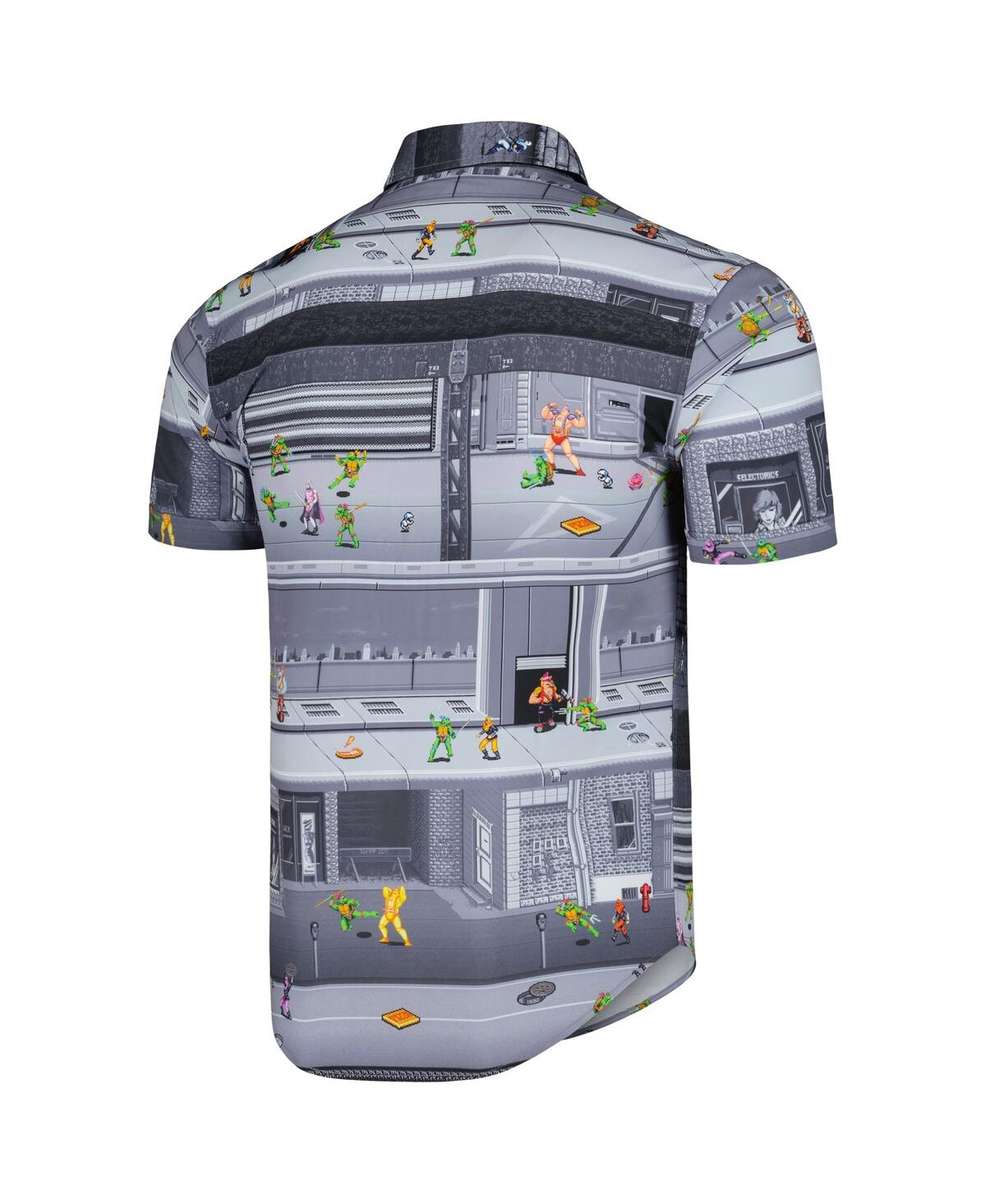 Shop Rsvlts Men's  Gray Teenage Mutant Ninja Turtles Bodacious Button Mashers Kunuflex Button-down Shirt