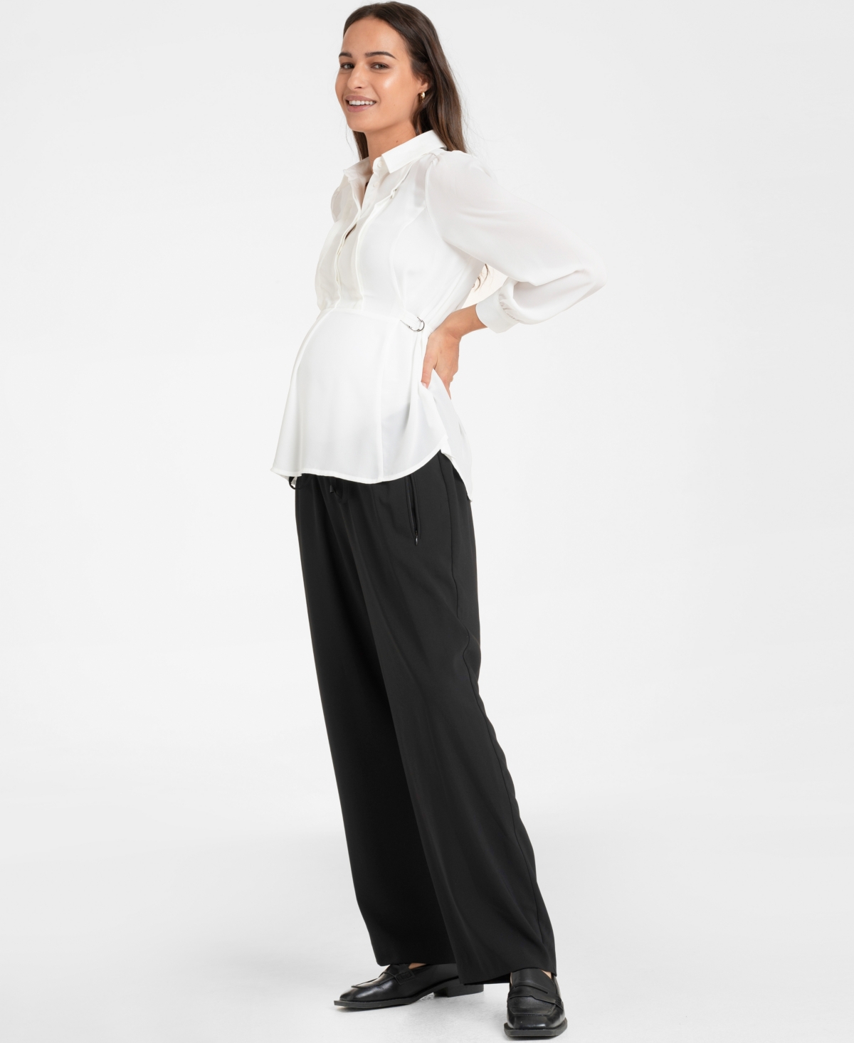 Shop Seraphine Women's Maternity Wide Leg Maternity Pants In Black