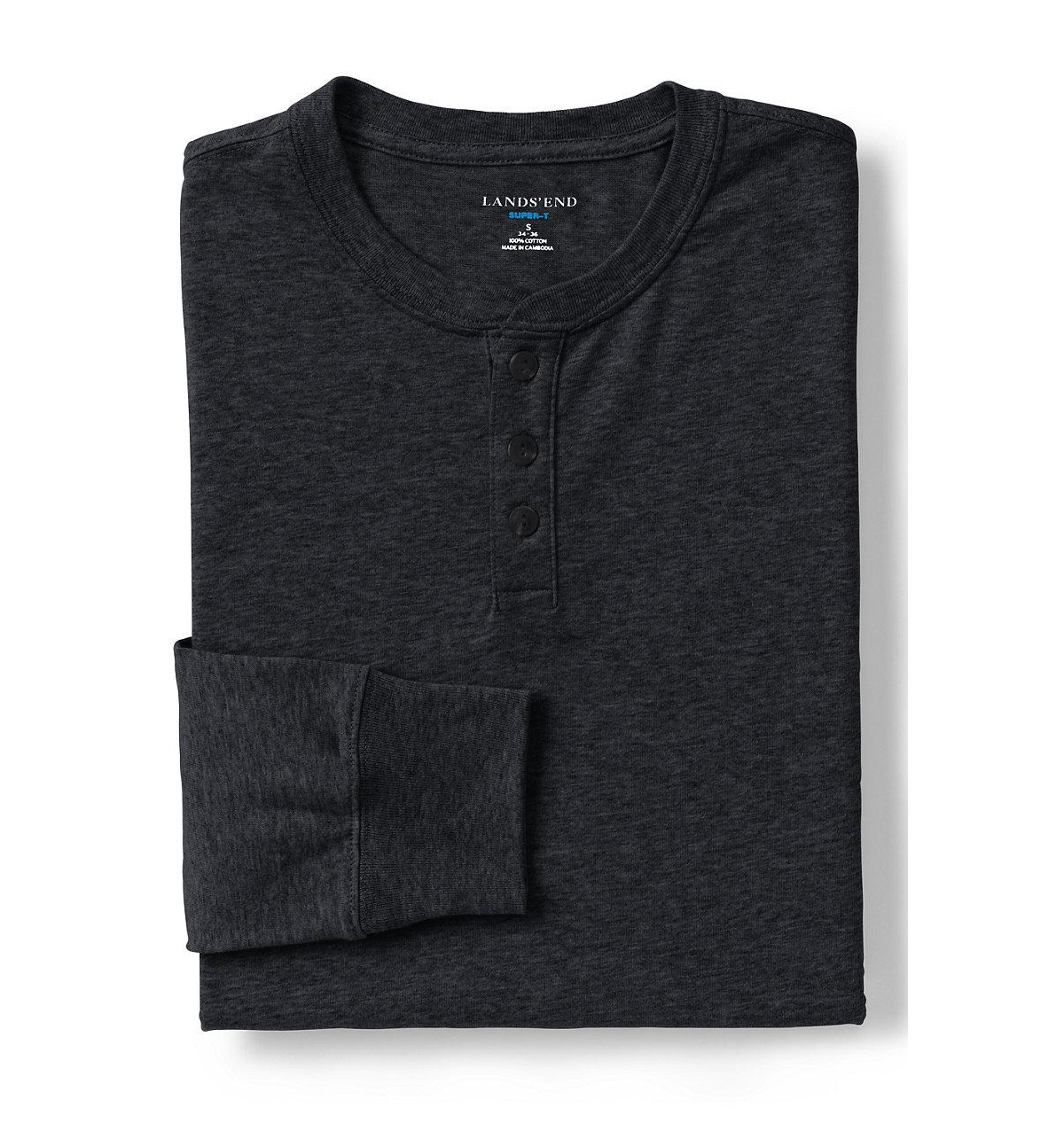 Lands' End Men's Super-t Long Sleeve Henley Shirt