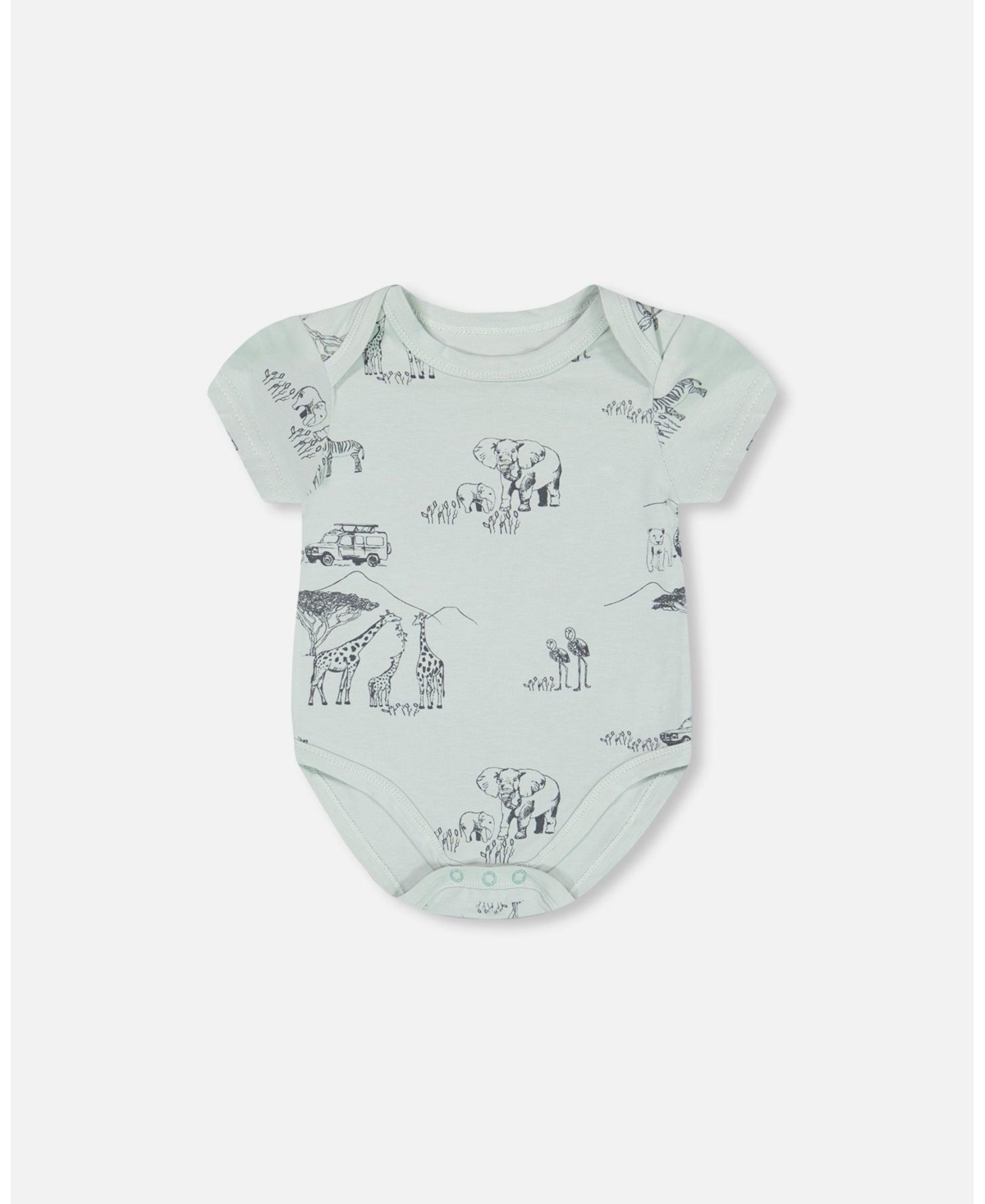 Baby Boy Organic Cotton Onesie And Waffle Shortall Set- Infant - Blue gray