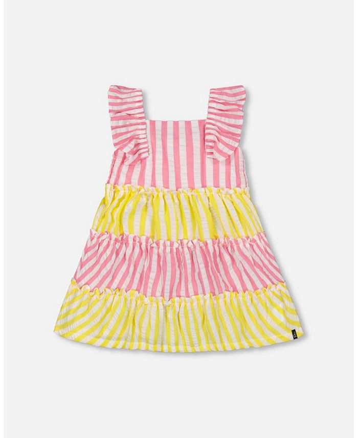 Deux par Deux Girl Striped Seersucker Dress Bubble Gum Pink - Toddler ...