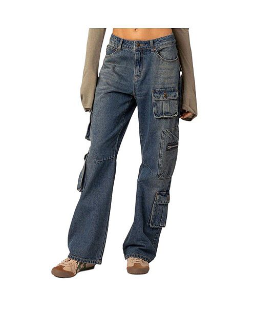 alfani Edikted Women's Baggy boyfriend cargo jeans Women's Fashion Shoes & Accessories