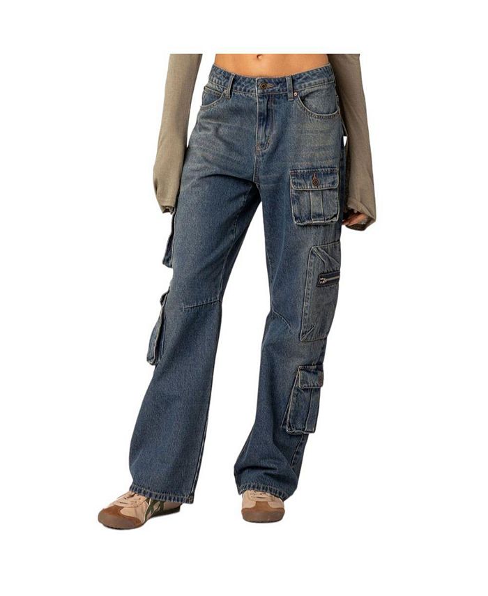 Edikted Women's Baggy boyfriend cargo jeans - Macy's