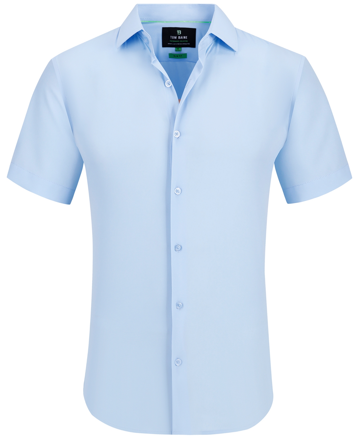Shop Tom Baine Men's Slim Fit Short Sleeve Performance Button Down Dress Shirt In Light Blue