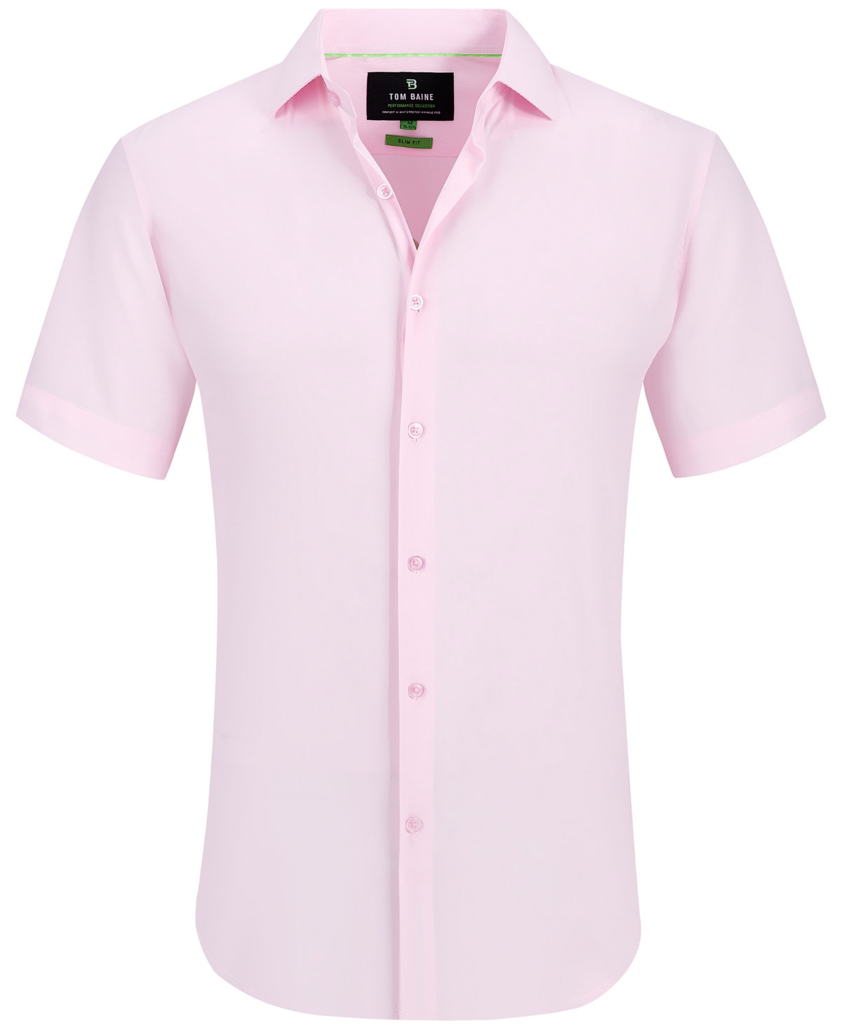 Tom Baine Men's Slim Fit Short Sleeve Performance Button Down Dress Shirt In Light Pink