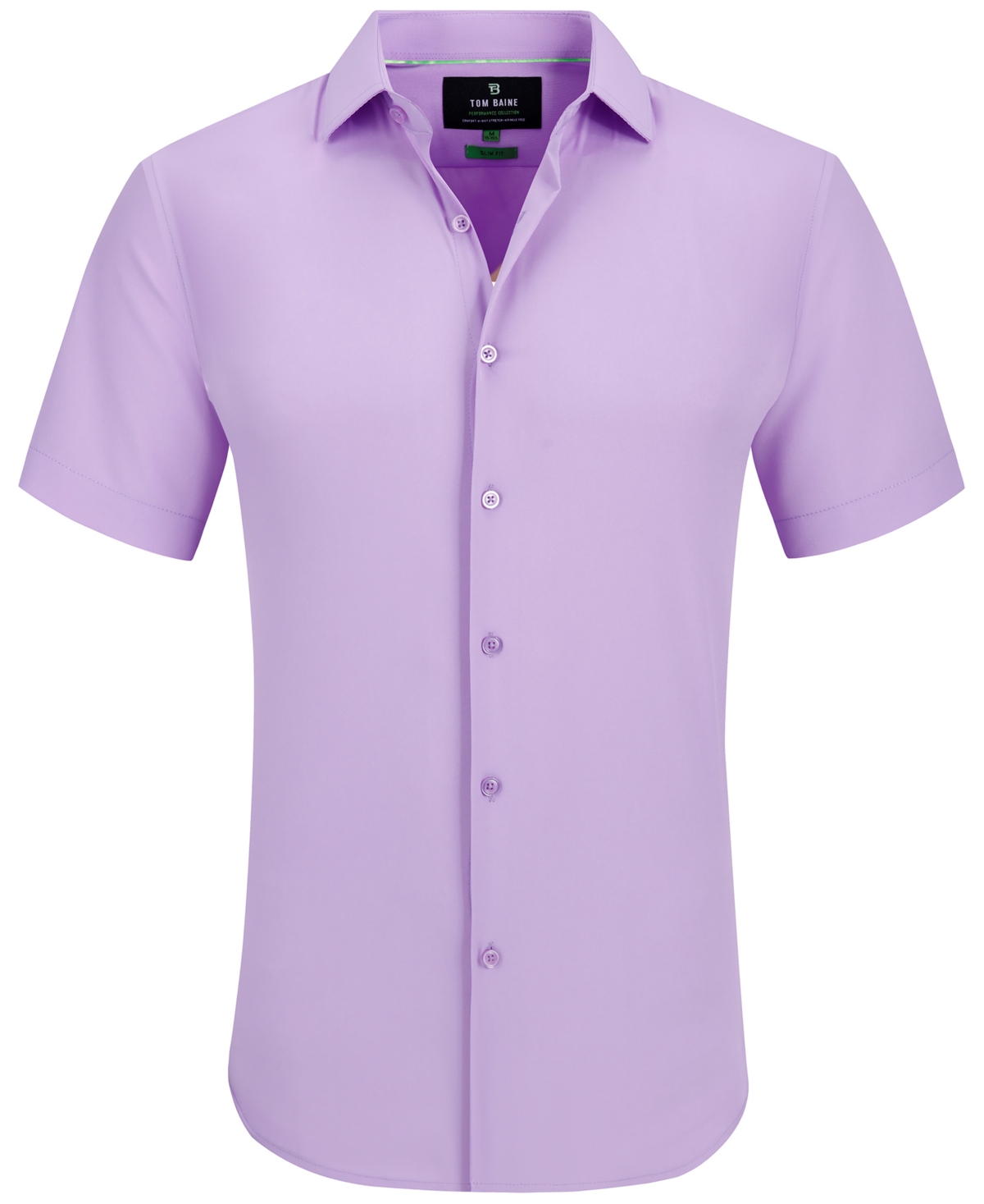 Tom Baine Men's Slim Fit Short Sleeve Performance Button Down Dress Shirt In Purple