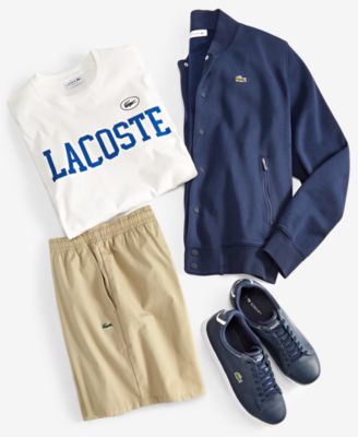 Shop Lacoste Mens Varsity Jacket Logo Crewnck T Shirt Shorts In Cb Lion