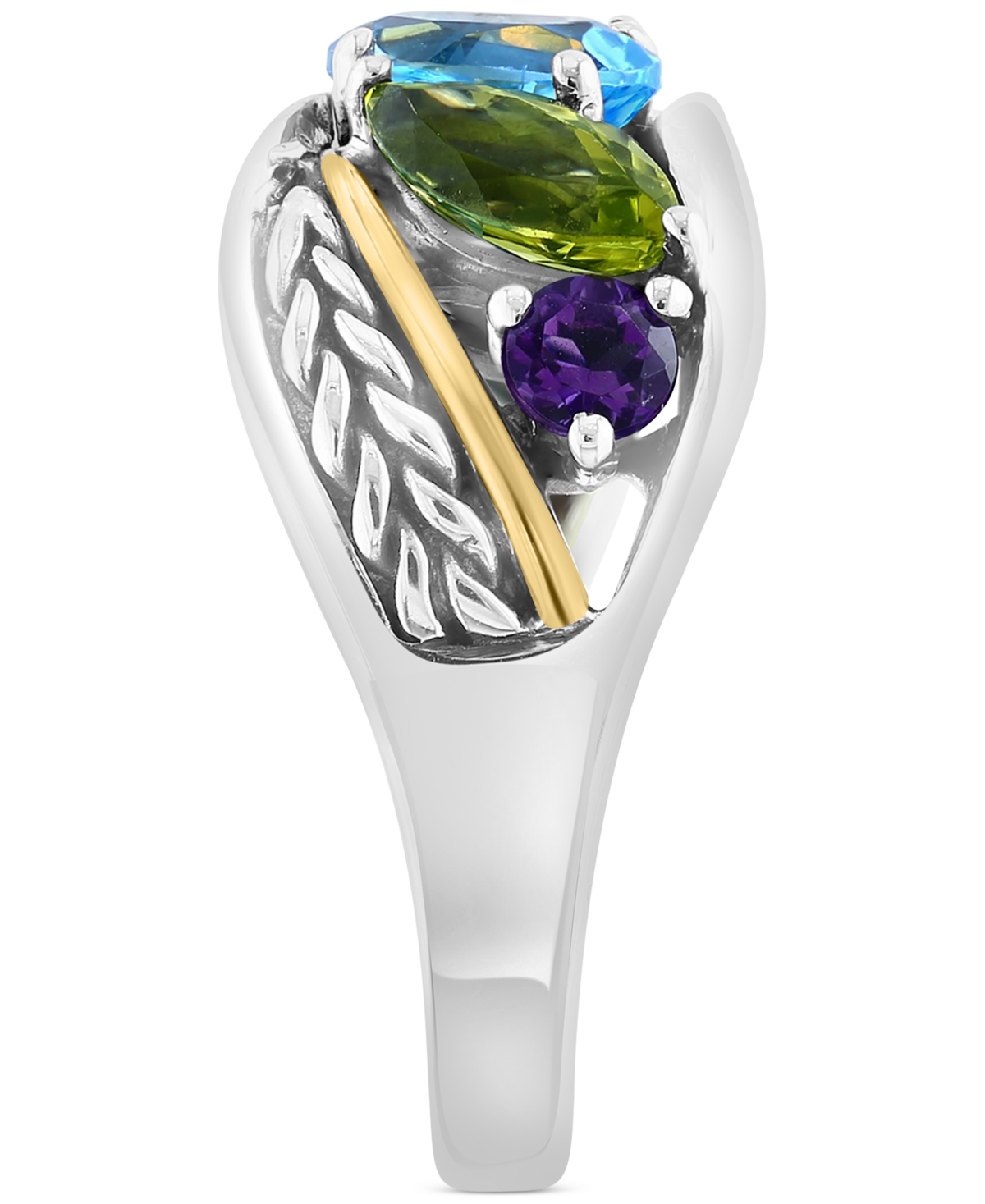 Effy Multi-Gemstone Statement Ring (2-5/8 ct. t.w.) in Sterling Silver & 18k Gold-Plate - Multi-Gemstone