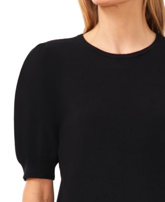 Women's Crewneck Puff Sleeve Cotton Sweater