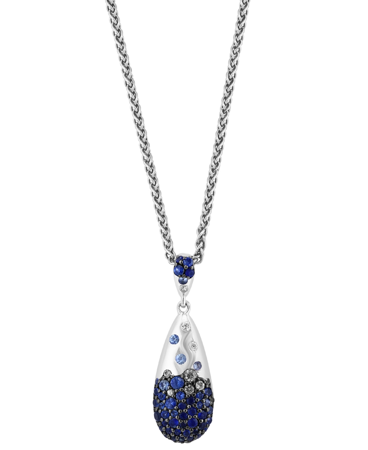 Shop Effy Collection Effy Blue Sapphire (1-1/2 Ct. T.w.) & White Sapphire (1/6 Ct. T.w.) Ombre Cluster 18" Pendant Neckla In Sterling Silver