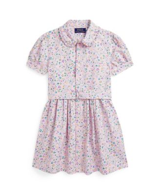 폴로 랄프로렌 Polo Ralph Lauren Toddler and Little Girls Belted Floral Cotton Oxford Dress,Palais Floral Light Pink