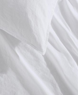 Washed Percale Cotton Solid 3 Piece Duvet Cover Set, Queen