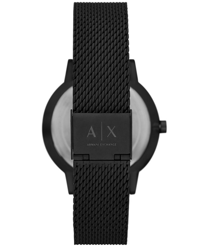 A|X Armani Exchange Men's Cayde Three Hand Black Stainless Steel Mesh ...