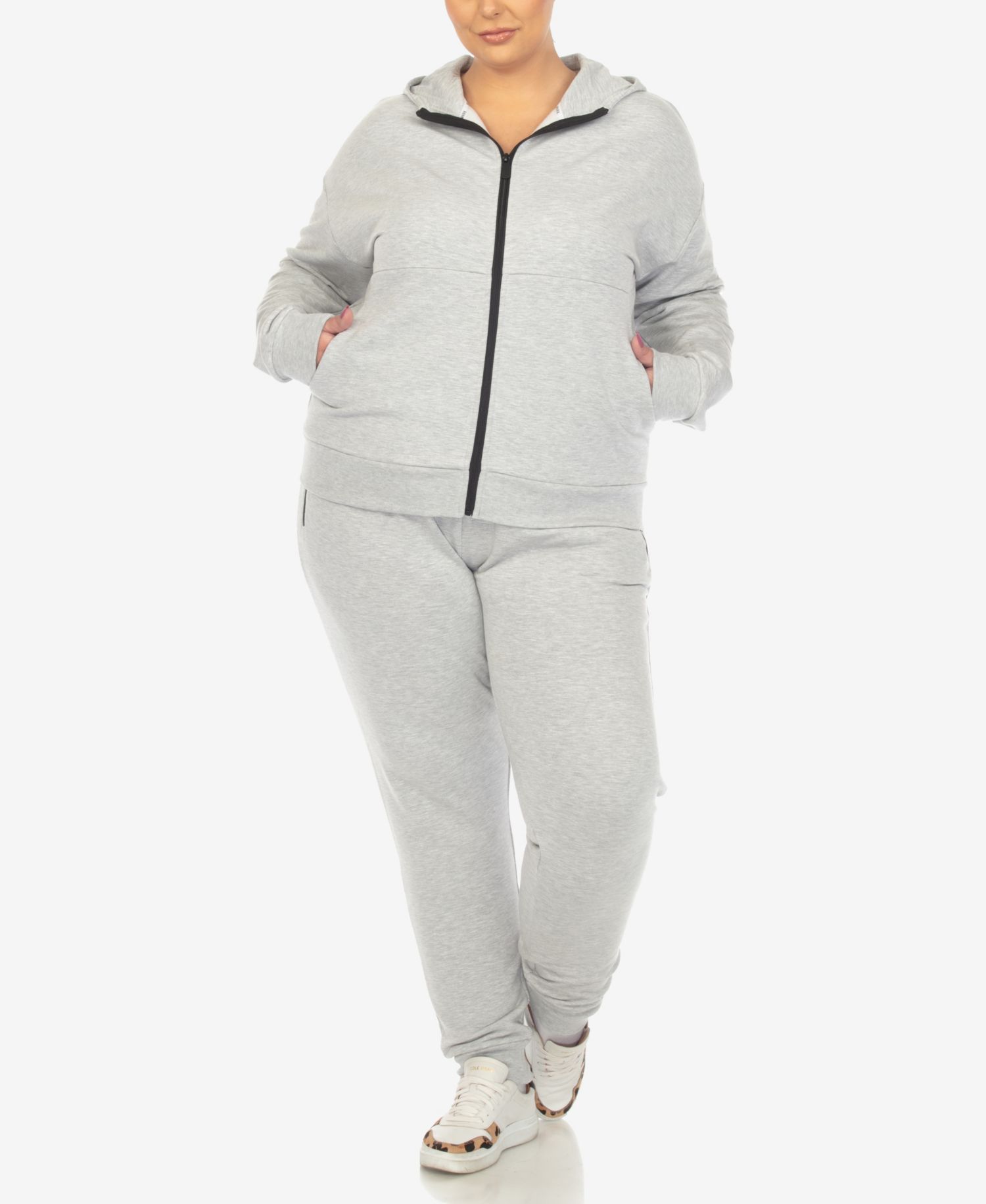 Plus Size Fleece Lined 2-Piece Tracksuit Set