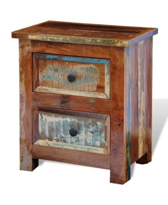 Nightstand with 2 Drawers Solid Reclaimed Wood