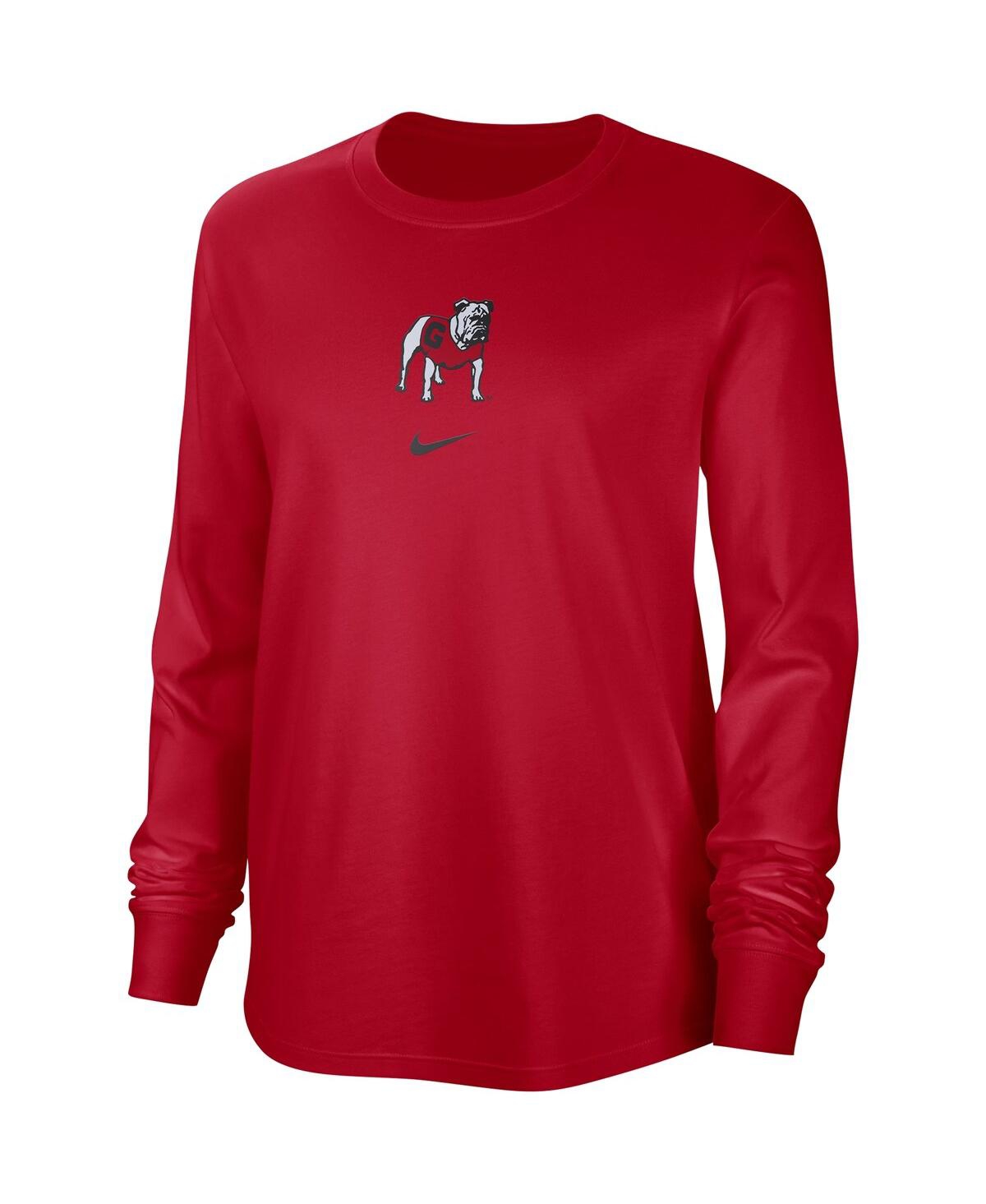 Shop Nike Women's  Red Distressed Georgia Bulldogs Vintage-like Long Sleeve T-shirt