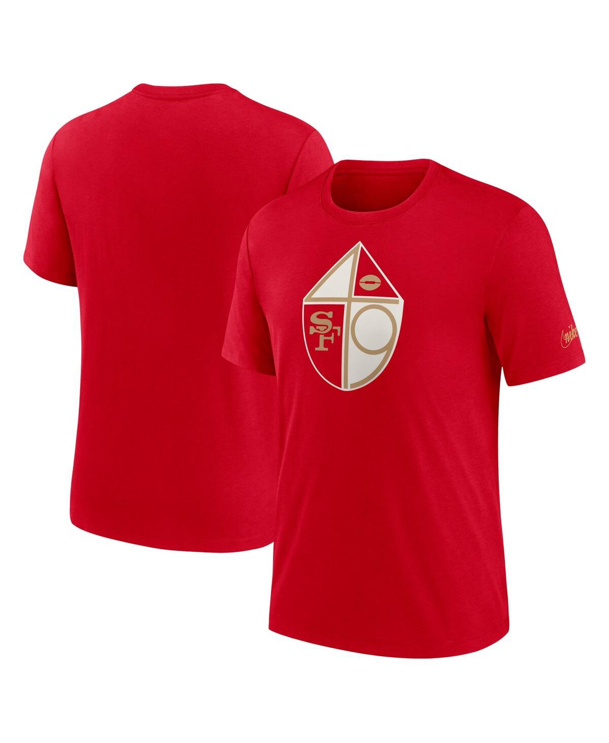 Shop Nike Men's  Red San Francisco 49ers Rewind Logo Tri-blend T-shirt