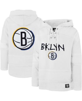 Men s 47 Brand White Brooklyn Nets 2022 23 Pregame MVP Lacer Pullover Hoodie City Edition Macy s