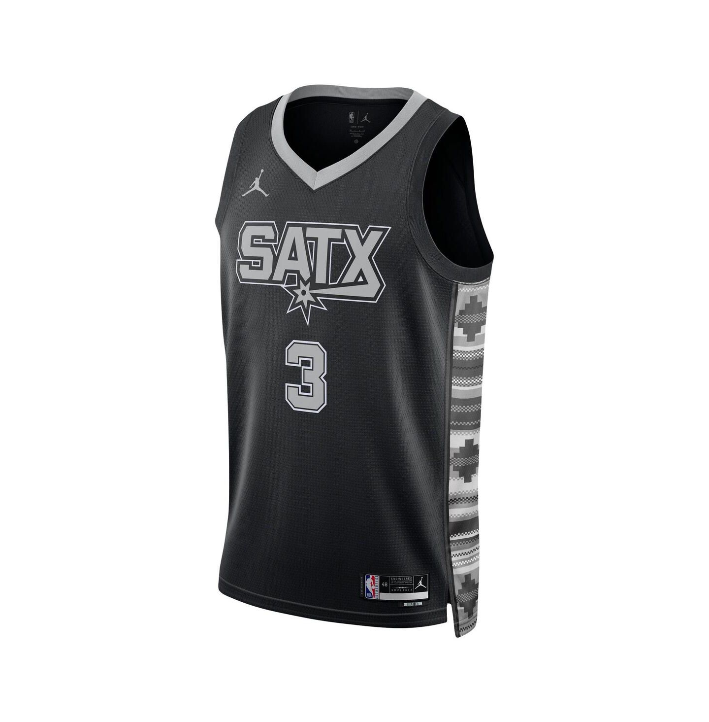 Топ Jordan Keldon Johnson Black San Antonio Spurs Swingman Jersey - Statement Edition — фото 3