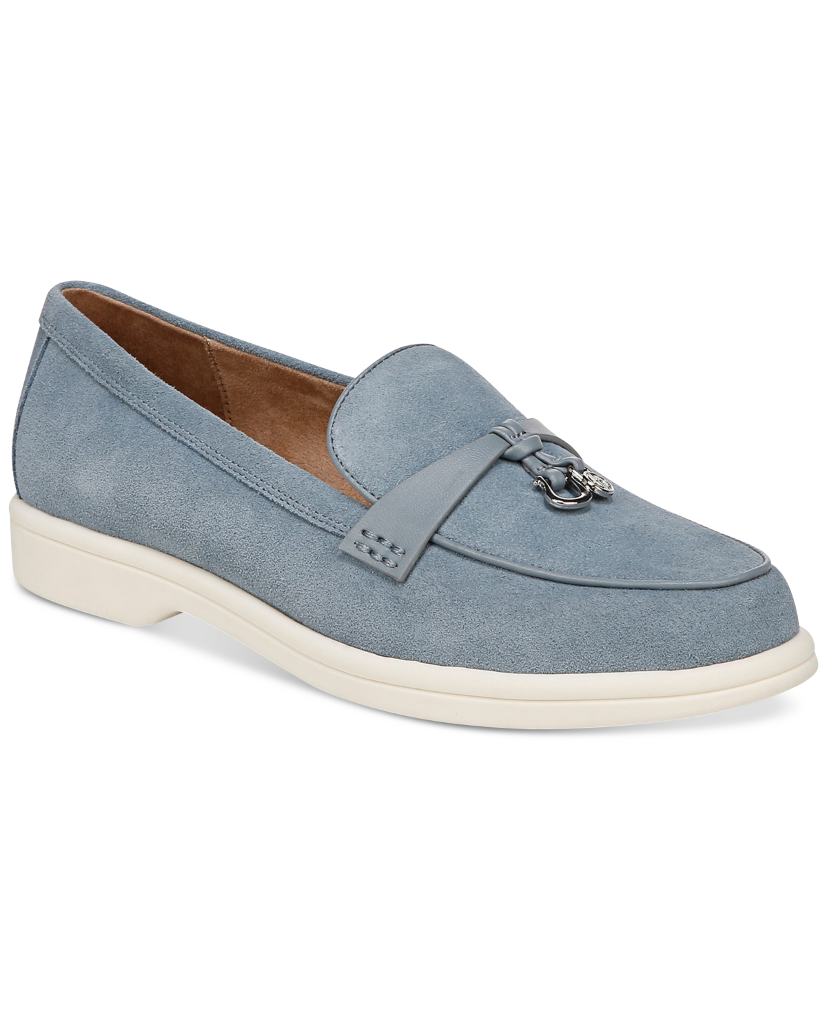 Lesleee Slip-On Memory Foam Loafer Flats, Created for Macy's - Light Blue Suede