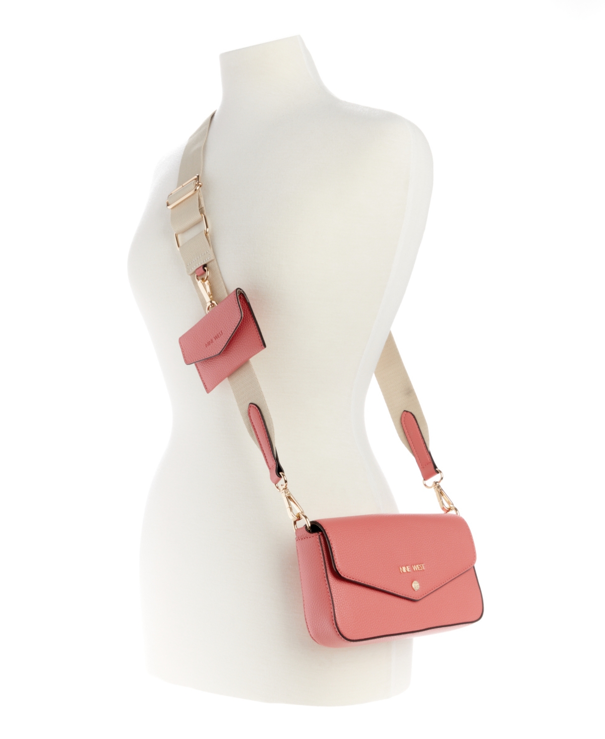 Shop Nine West Peaches Crossbody Flap With Card Case In Coral