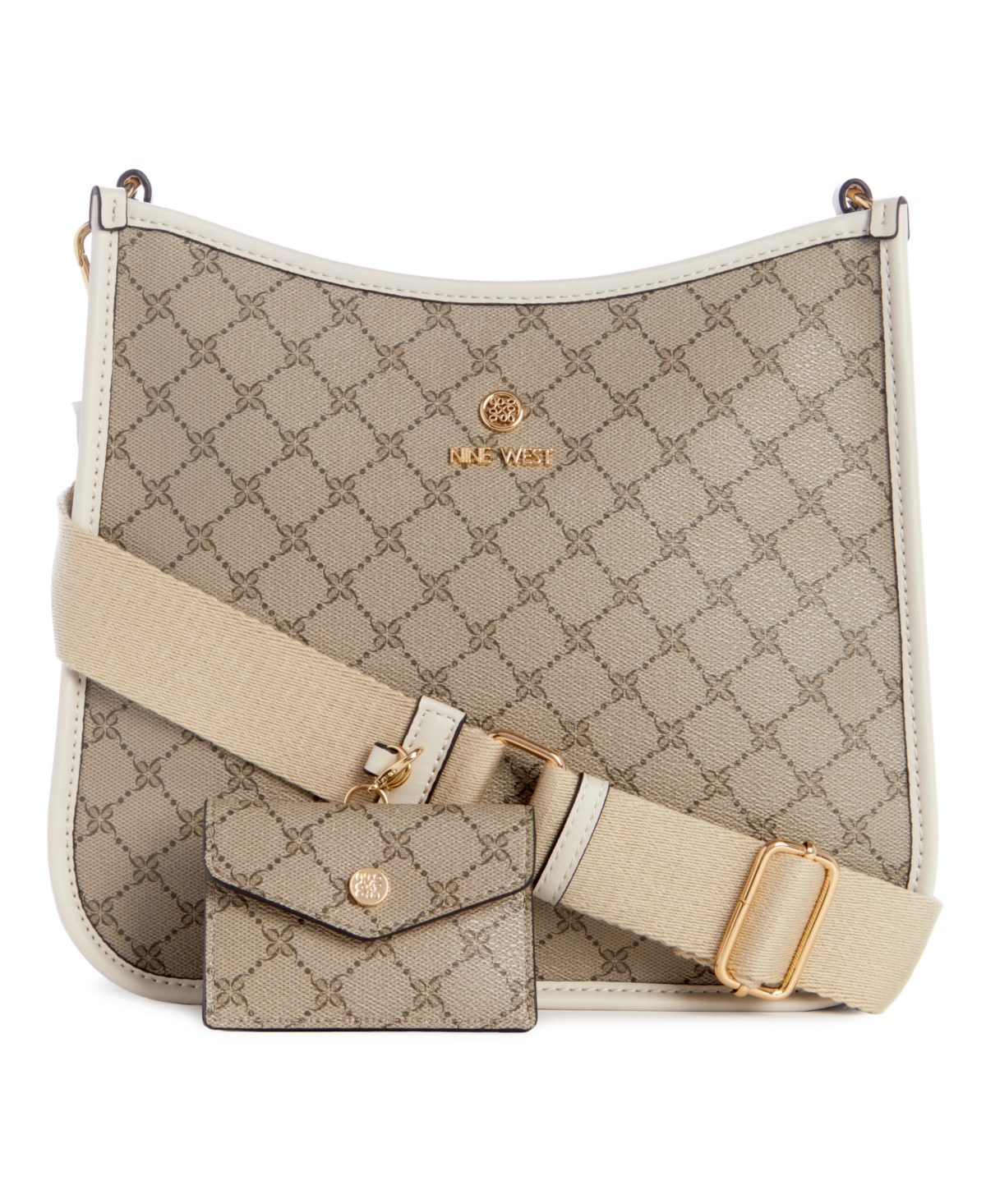 Nine West Brice Crossbody Bag In Beige Logo,milk