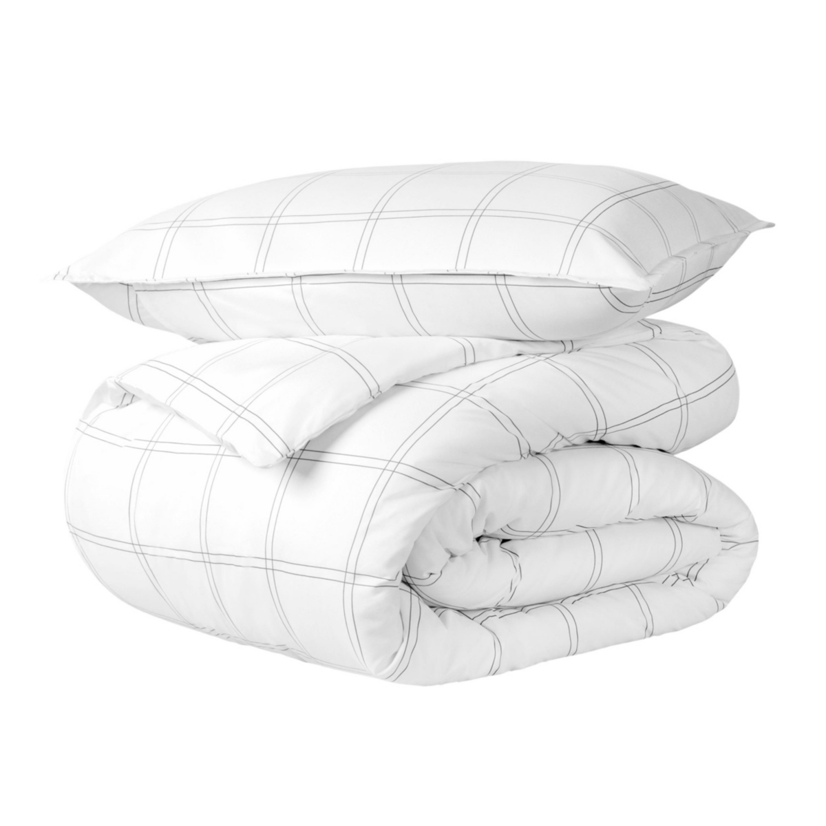 Bare Home Double Brushed Printed Duvet Cover Set - Modern plaid x2013; white/grey