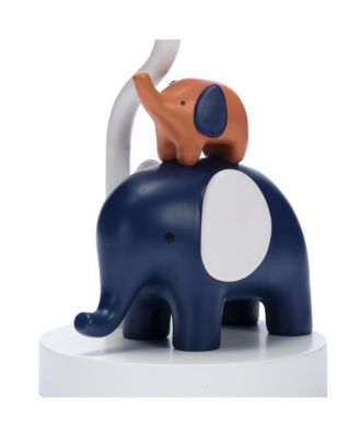 Playful Elephant Blue/White Nursery Lamp with Shade and Light Bulb