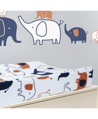 Playful Elephant White/Blue Baby/Infant Changing Pad Cover