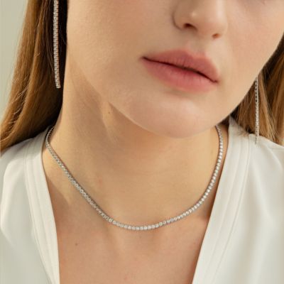 Sterling Silver 18k Gold Plated Cherie Tennis Necklace Holiday Gift Idea