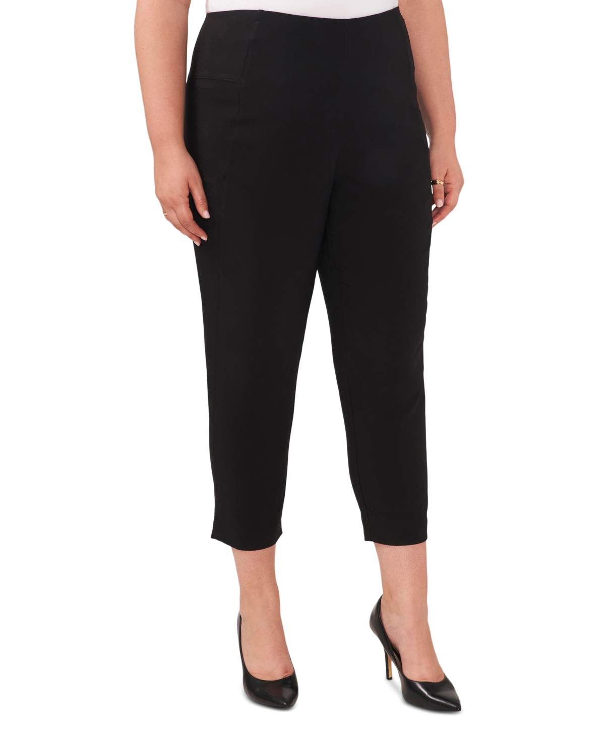 Shop Vince Camuto Plus Size Side-panel Trouser Pants In Rich Black